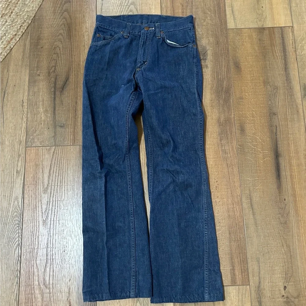 Vintage ROEBUCKS Genuine Denim Boot Cut Jeans Women Retro Flare Dark Wash - Picture 1 of 5